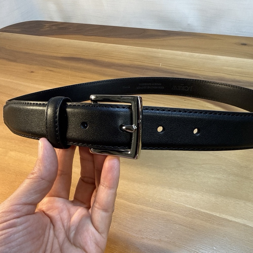 J.CREW Black Genuine Leather Dress Belt Men's Size 32 Classic Preppy Minimalist